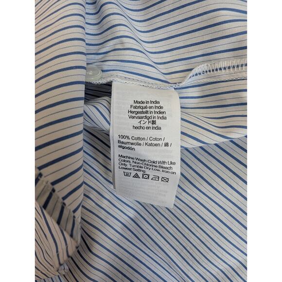 Madewell Shirt Women XS White Blue Striped Easy Y-Neck Collar NS334 NWT - Picture 6 of 6